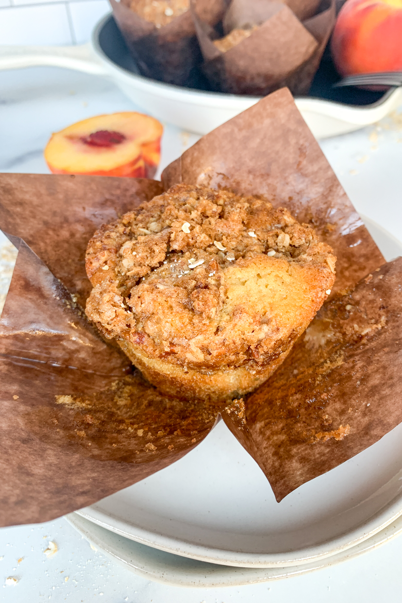 Peach Crisp Muffins